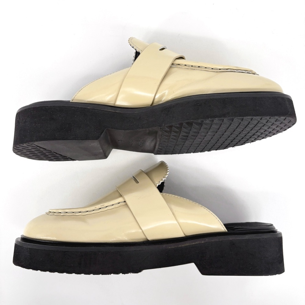 AQUATALIA | Michelina Leather Penny Loafer Mules in Cream | Sz 8 - Picture 6 of 12